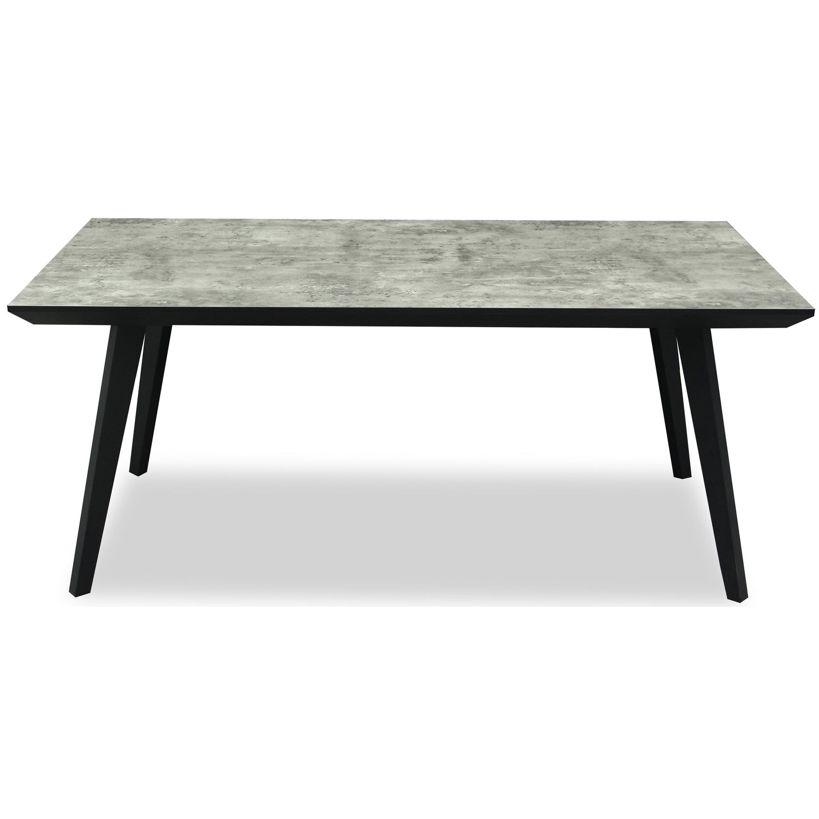 	Hill Interiors Nivara rectangular dining table with wooden top and black base, placed in a modern dining setting