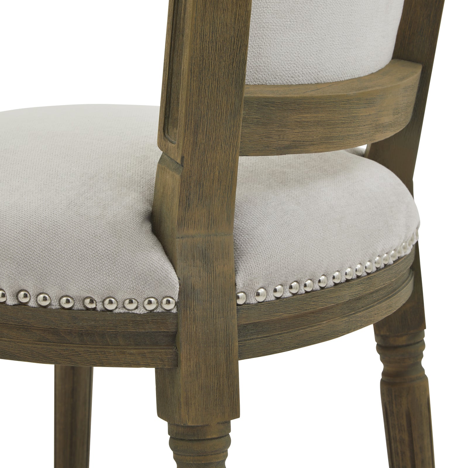 Hill Interiors Ripley grey dining chair showing the leg frame and sturdy construction