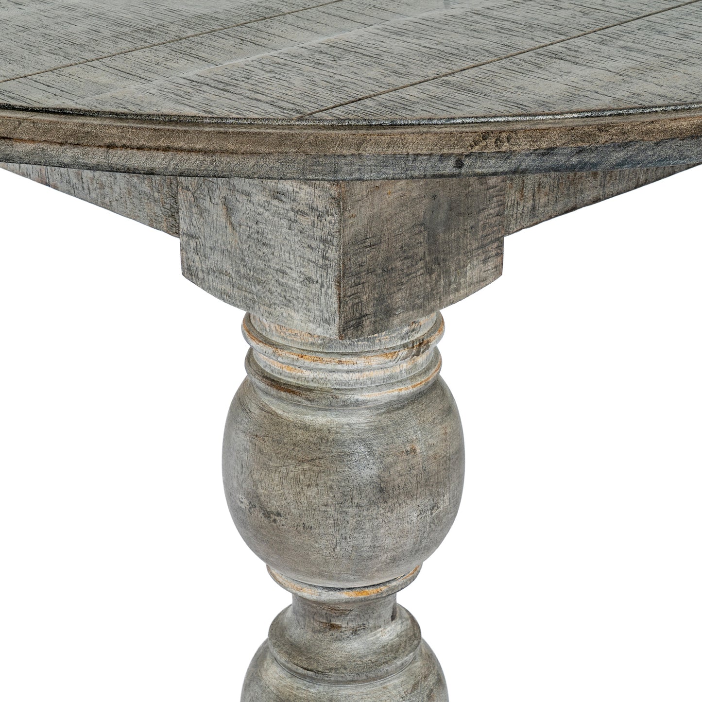 Hill Interiors Rutland Collection round dining table from above showing the full circular wooden surface
