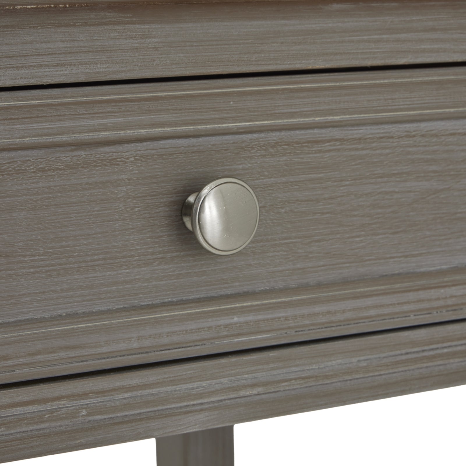 	Hill Interiors Serene Collection grey wooden console table in a modern hallway setting