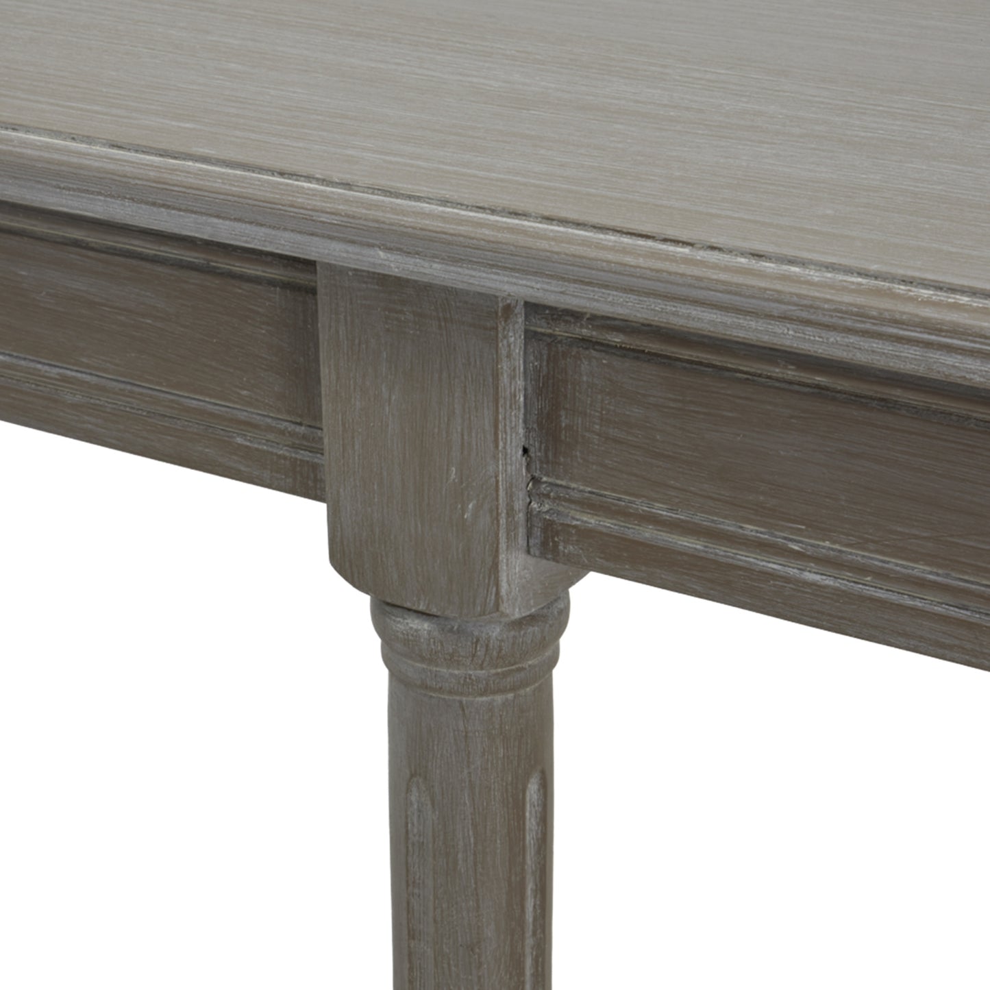 Hill Interiors Serene Rattan Collection large grey console table in a modern hallway setting