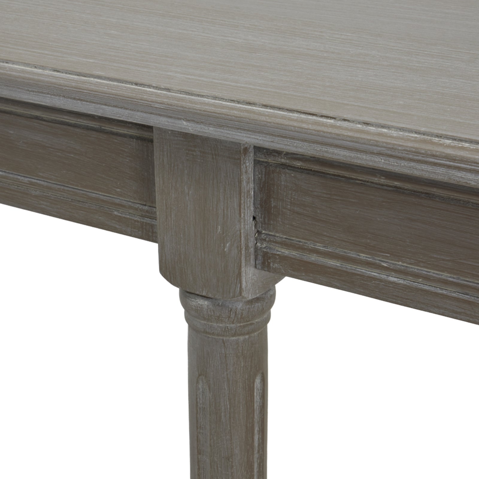 Hill Interiors Serene Rattan Collection large grey console table in a modern hallway setting