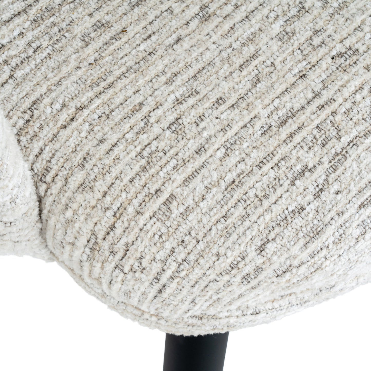 Hill Interiors Sorelle curved white dining chair in a modern dining room with wooden table and natural lighting