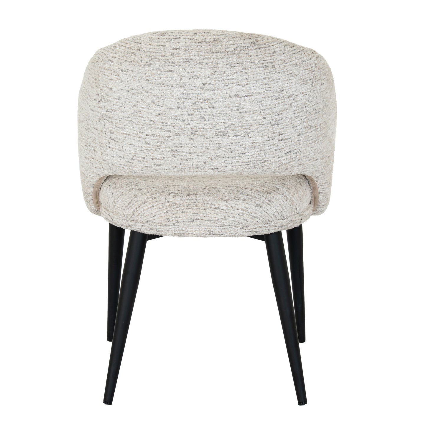Hill Interiors Sorelle curved white dining chair styled with modern tableware on a dining table