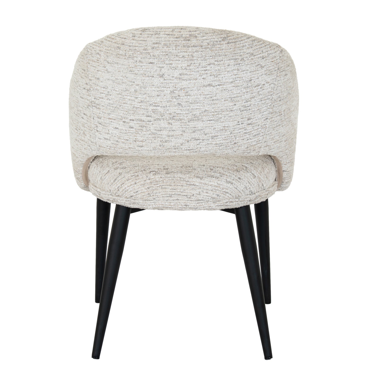 Hill Interiors Sorelle curved white dining chair styled with modern tableware on a dining table