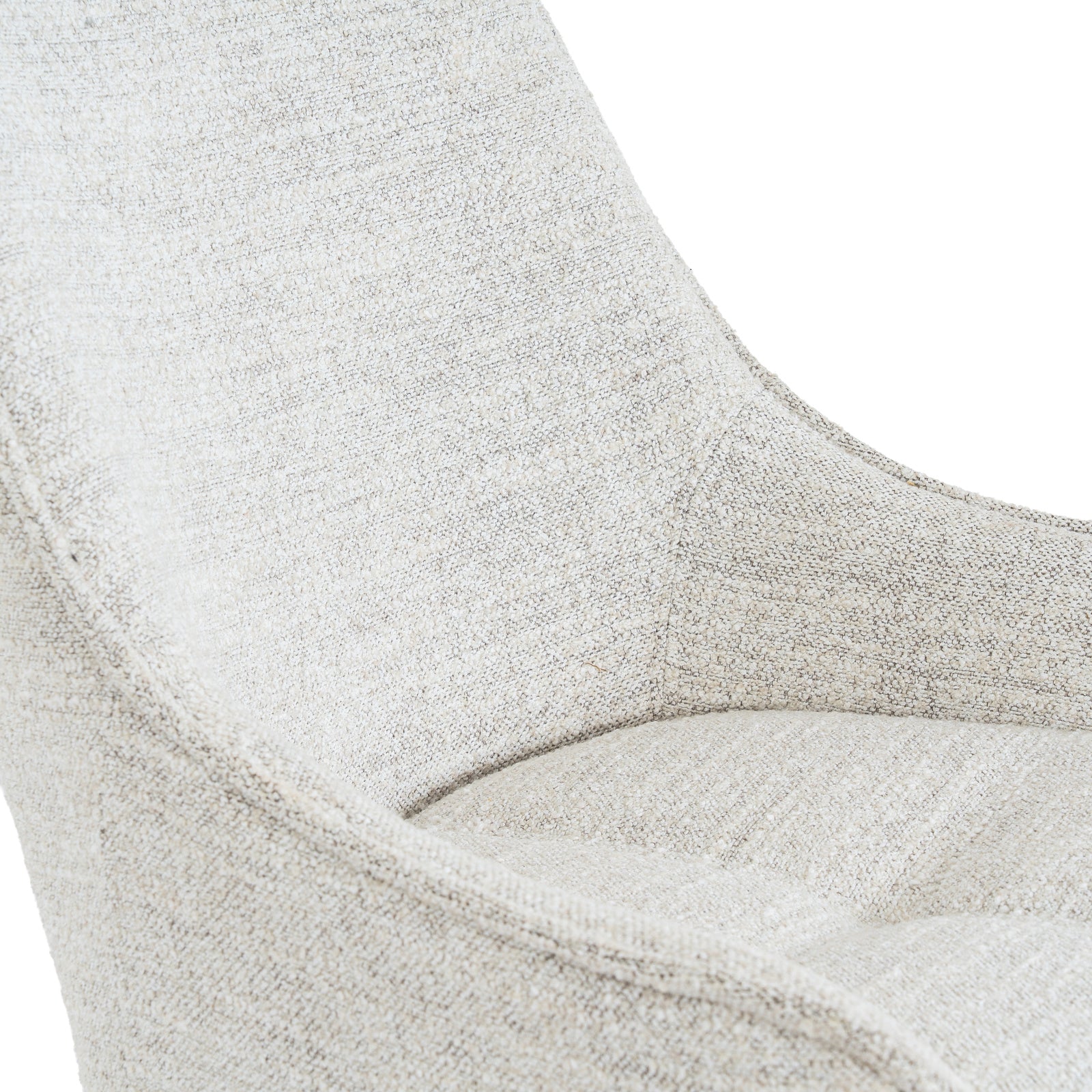 	Hill Interiors Zephra white dining chair from behind showing the contoured backrest and metal frame