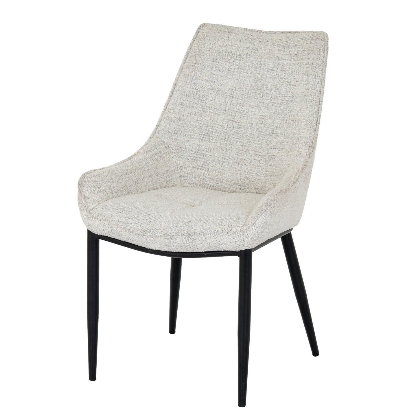 Hill Interiors Zephra white dining chair showing the metal leg frame and sturdy construction