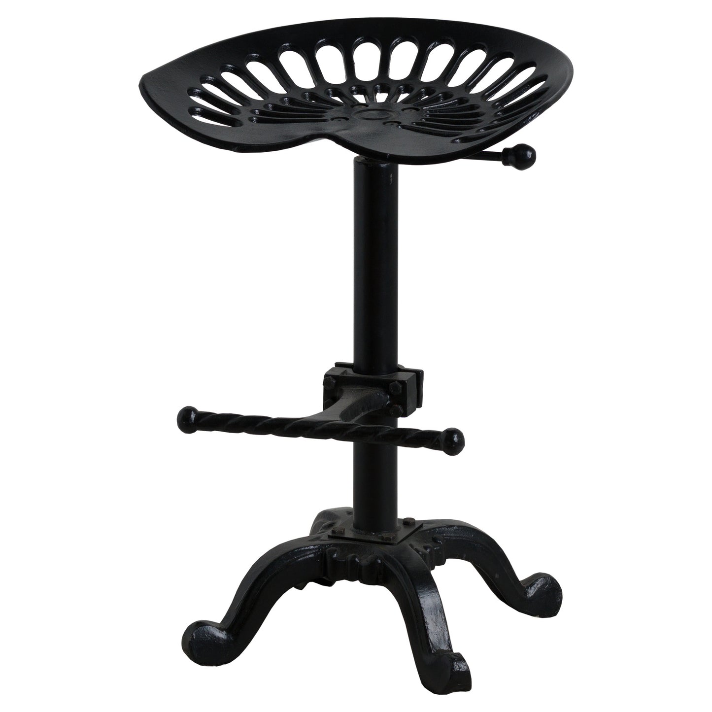 	Hill Interiors adjustable tractor seat stool showing the sturdy metal base and construction
