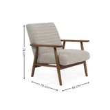Ivy sand chenille tweed armchair in a modern living room or reading nook setting