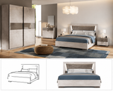 Illuminated king bed with LED headboard – Italian design, 154x203 cm, soft glow for modern UK bedrooms
