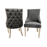 Furnish365 Kensington dark grey velvet dining chair with deep buttoned back and chrome studs in a modern dining setting