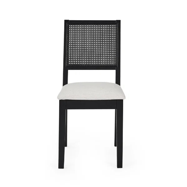 Knoxley Set of 2 Rattan Back Chairs – Black Oak – Fabric Seats (Pre-order – May)