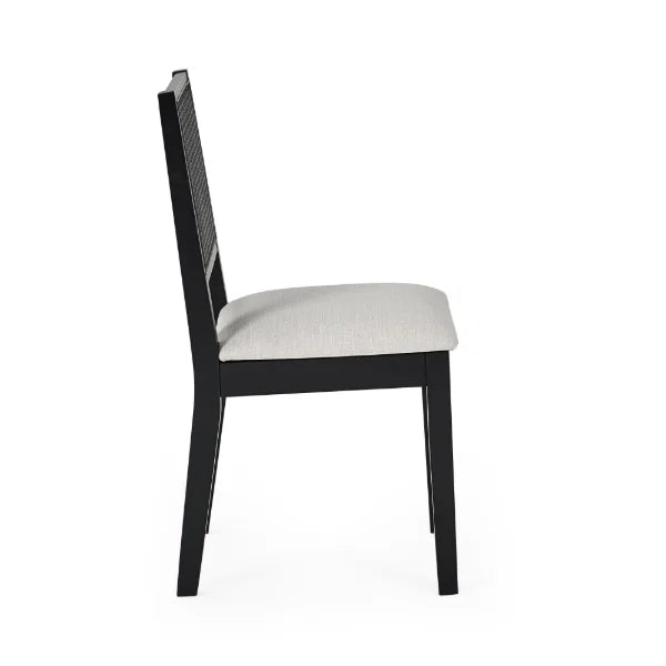 Knoxley Set of 2 Rattan Back Chairs – Black Oak – Fabric Seats (Pre-order – May)