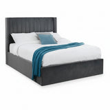 Langham Scalloped Headboard Storage Bed – Grey – Ottoman Base with Elegant Scalloped Design | Julian Bowen