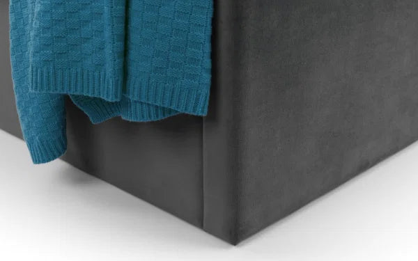 Langham Scalloped Headboard Storage Bed – Grey – Ottoman Base with Elegant Scalloped Design