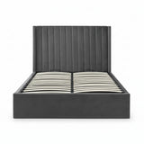Langham Scalloped Headboard Storage Bed – Grey – Ottoman Base with Elegant Scalloped Design | Julian Bowen