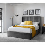 Langham Scalloped Headboard Storage Bed – Grey – Ottoman Base with Elegant Scalloped Design | Julian Bowen