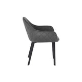Lima set of 2 grey velvet dining chairs with diamond stitching in a modern dining room setting