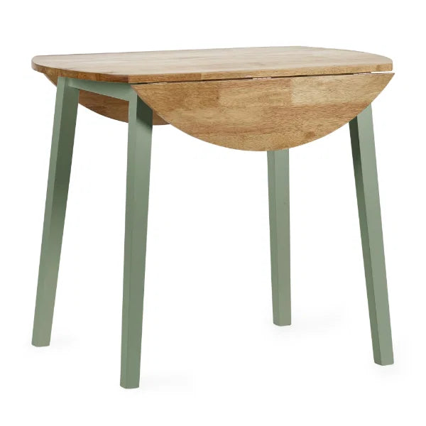 Linwood sage green and natural oak drop leaf table in a compact kitchen setting