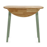 Linwood sage green and natural oak drop leaf table in a compact kitchen setting