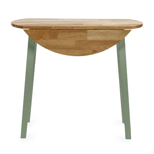 Linwood sage green and natural oak drop leaf table in a compact kitchen setting