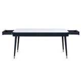 Louis Black Fluted Stone Top Dining Table – Luxury Marble Effect with Gold Accents, Seats 4-6 | Julian Bowen