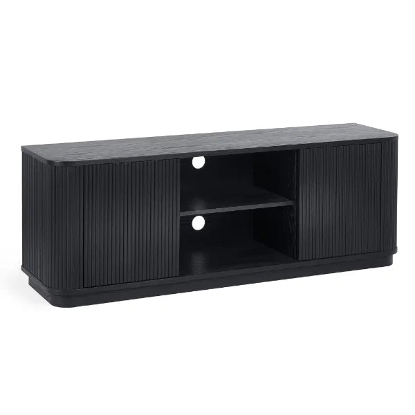 Louis Black Fluted TV Unit – Striking Textured Panels – Fits TVs up to 65