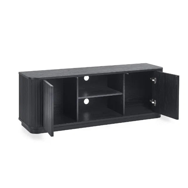 Louis Black Fluted TV Unit – Striking Textured Panels – Fits TVs up to 65