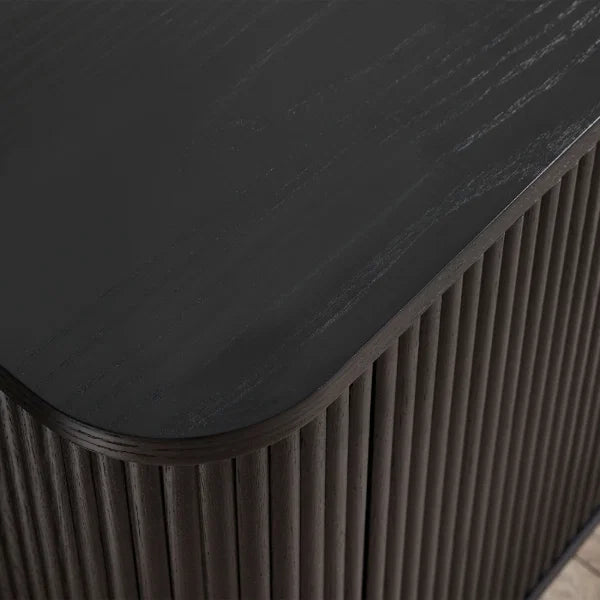 Louis Black Fluted TV Unit – Striking Textured Panels – Fits TVs up to 65