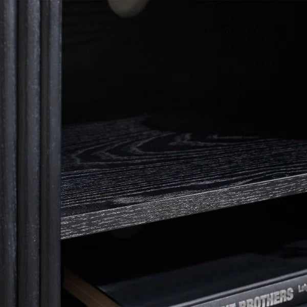 Louis Black Fluted TV Unit – Striking Textured Panels – Fits TVs up to 65