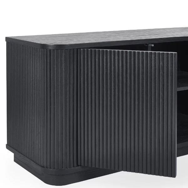 Louis Black Fluted TV Unit – Striking Textured Panels – Fits TVs up to 65