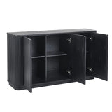 Louis Black Fluted Sideboard – Elegant Matt Black Finish with Push-Touch Cupboards | Julian Bowen