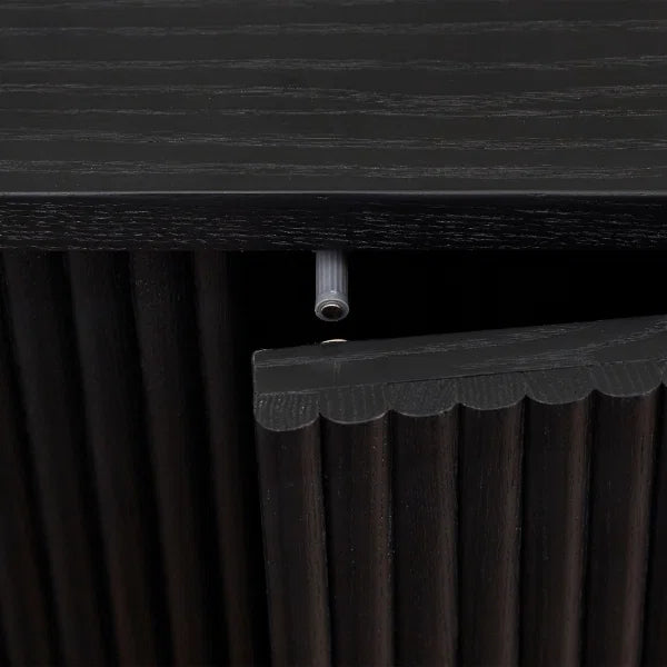 Louis Black Fluted Sideboard – Elegant Matt Black Finish with Push-Touch Cupboards