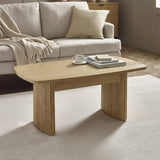 Louis fluted light oak compact coffee table in a modern living room setting