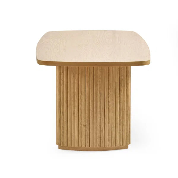 Louis fluted light oak compact coffee table in a modern living room setting