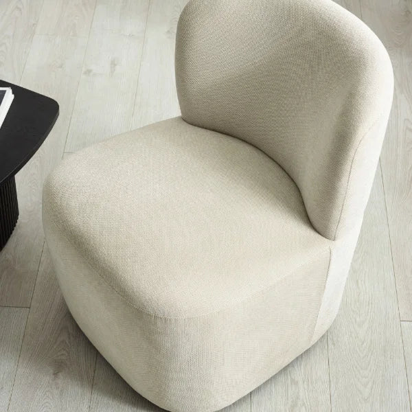 Lunetta dune beige chenille accent chair in a modern living room setting