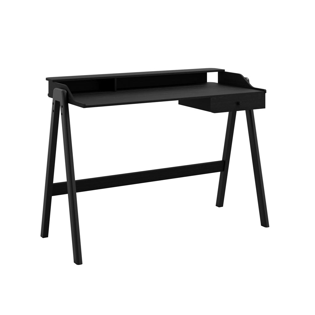 LPD Furniture Lark black matte desk with ash veneer in a modern home office setting
