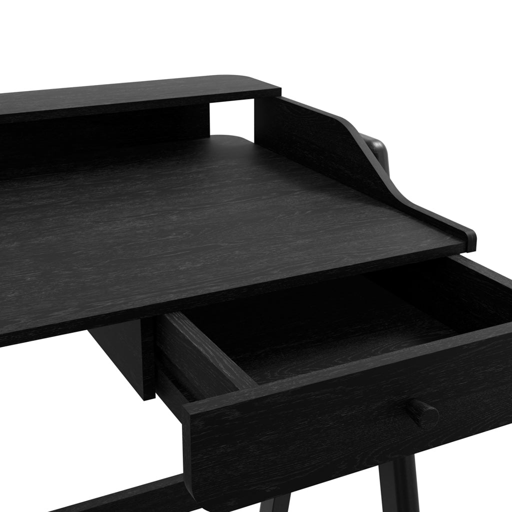 LPD Furniture Lark black matte desk with ash veneer in a modern home office setting