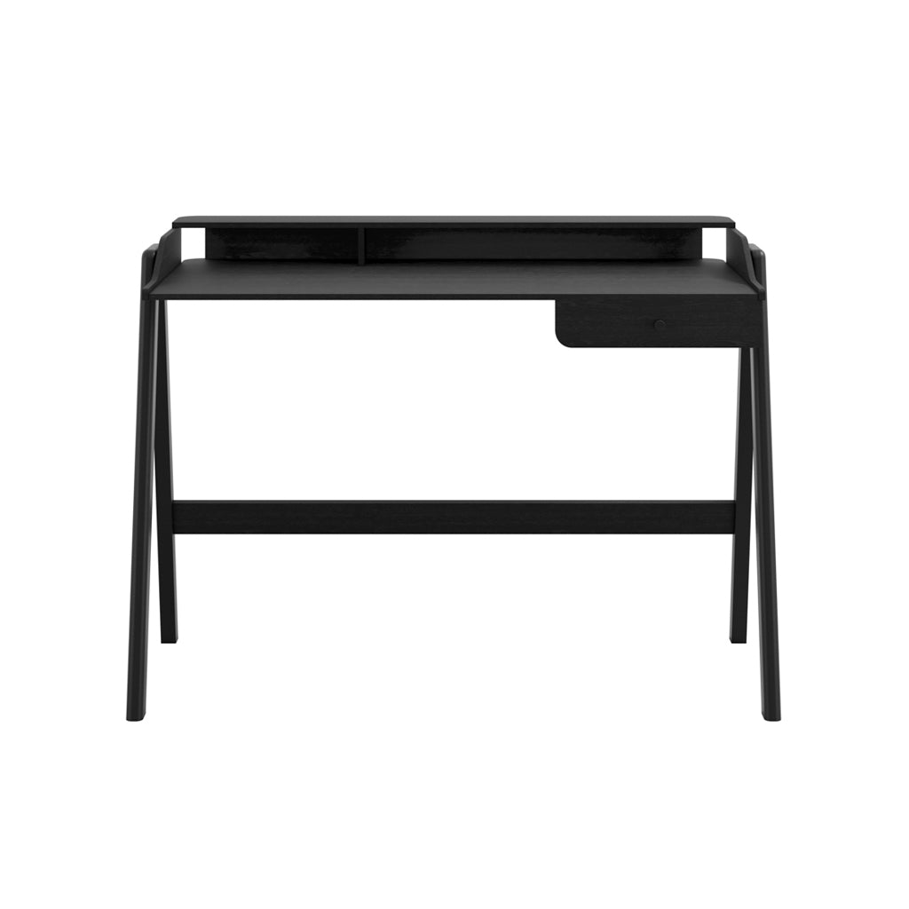 LPD Furniture Lark black matte desk with ash veneer in a modern home office setting