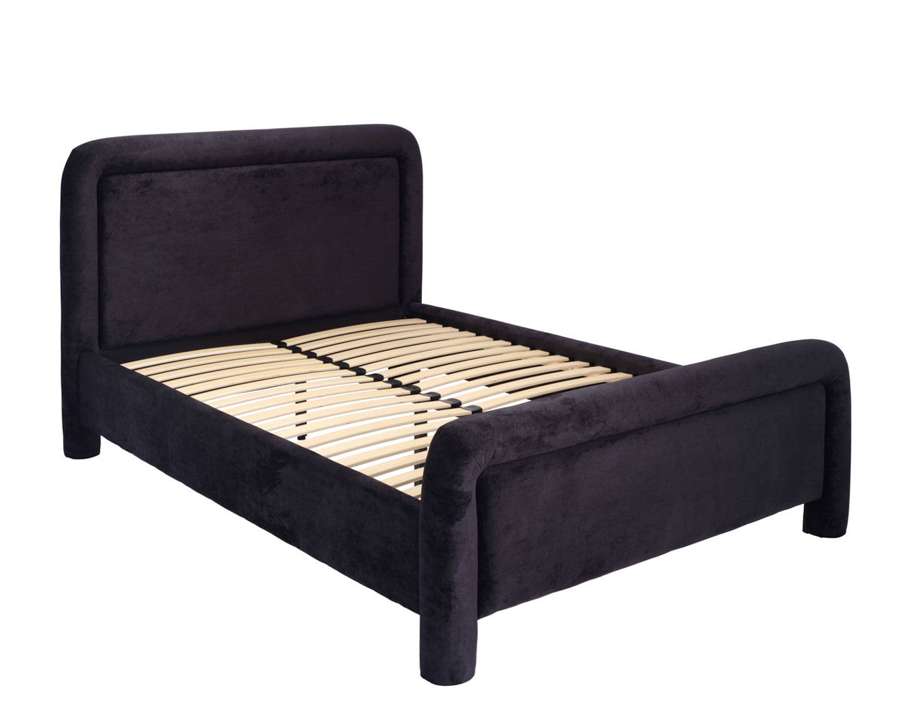 LPD Furniture Leonnie black upholstered king size bed in a modern bedroom setting