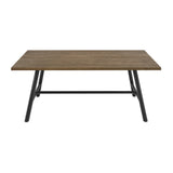 LPD Furniture Louie coffee wood-effect dining table with black frame and silver detailing in a modern dining setting