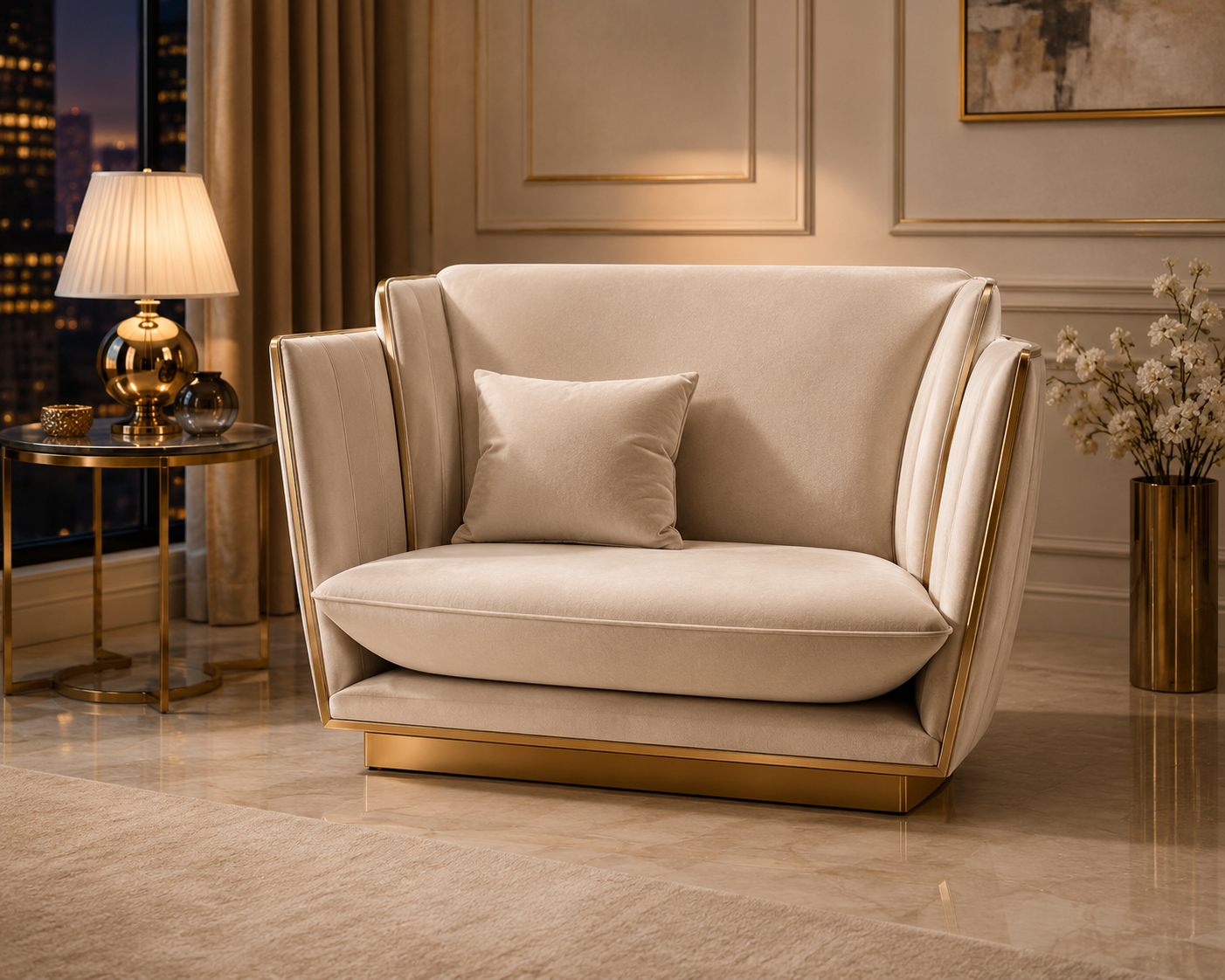 Luxury velvet armchair – Italian design, Cat. B upgraded fabric, elegant comfort for living rooms