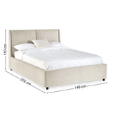 Maddock beige ottoman storage bed with split-panel headboard in a modern bedroom setting