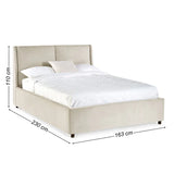 	Maddock beige ottoman storage king bed with split-panel headboard in a modern bedroom setting