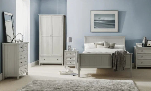 Maine Dove Grey Double Bed – Classic Panelled Headboard – 135cm