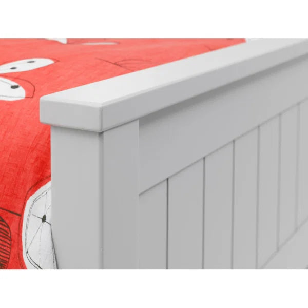 Maine Bookcase Bed 90cm – Dove Grey – Single Size with Built-in Storage