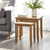 Mallory Nest of 2 Tables – Oak & White – Space-Saving Side Tables | Julian Bowen