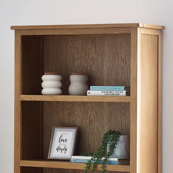 Mallory Tall Bookcase – Oak & White – 5 Spacious Shelves – Maximises Vertical Storage