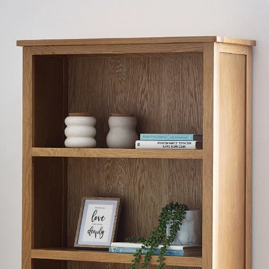 Mallory Tall Bookcase – Oak & White – 5 Spacious Shelves – Maximises Vertical Storage