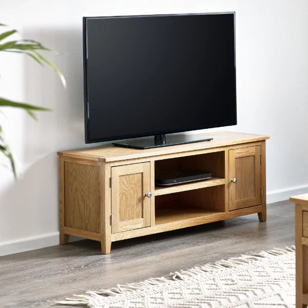 Mallory Widescreen TV Unit – Oak – Fits Large TVs up to 65" with Cable Management